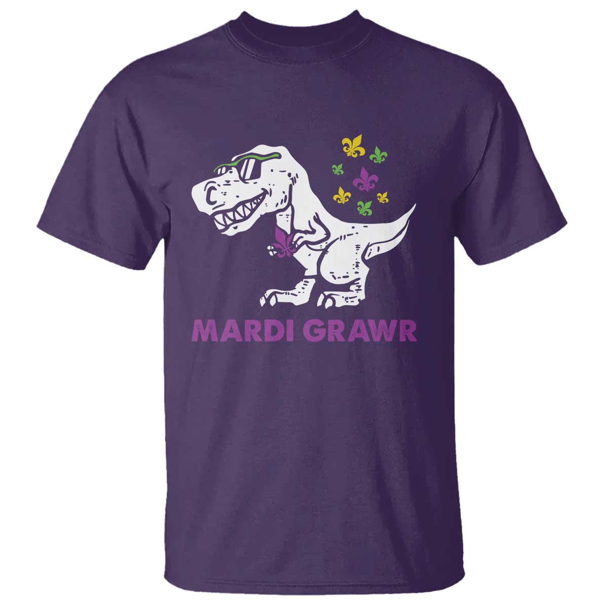 Mardi Gras Grawr Dinosaur T Shirt Fat Tuesday Kids TS10 Purple Print Your Wear