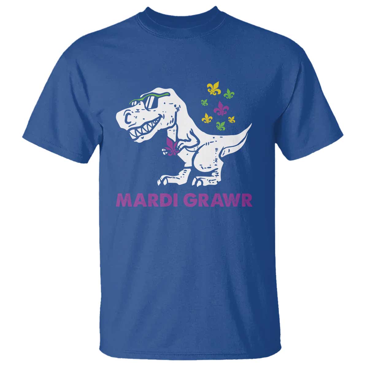 Mardi Gras Grawr Dinosaur T Shirt Fat Tuesday Kids TS10 Royal Blue Print Your Wear