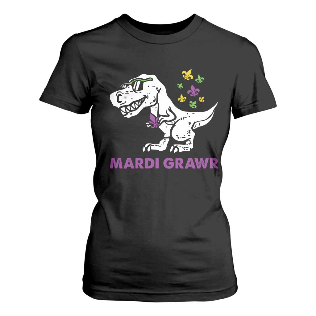 Mardi Gras Grawr Dinosaur T Shirt For Women Fat Tuesday Kids TS10 Black Print Your Wear
