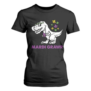 Mardi Gras Grawr Dinosaur T Shirt For Women Fat Tuesday Kids TS10 Black Print Your Wear