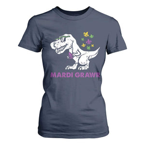 Mardi Gras Grawr Dinosaur T Shirt For Women Fat Tuesday Kids TS10 Navy Print Your Wear