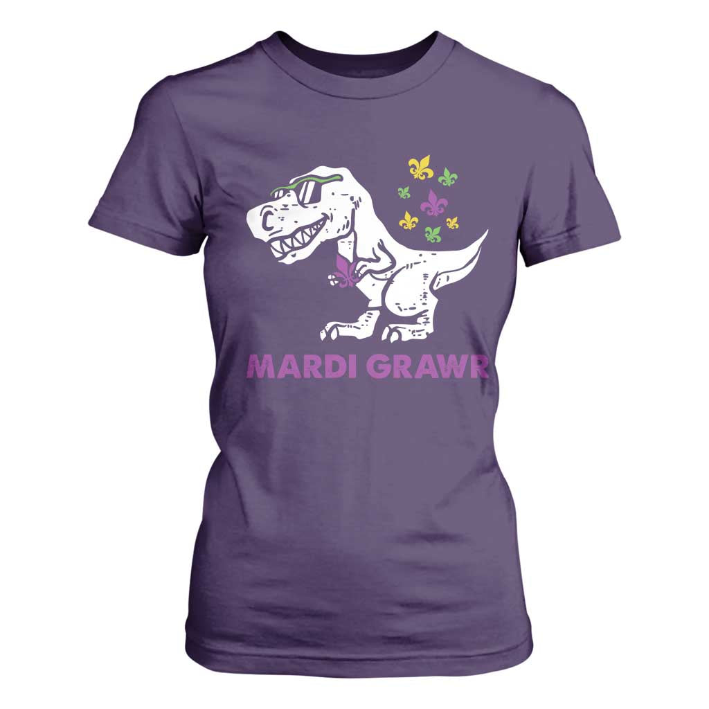 Mardi Gras Grawr Dinosaur T Shirt For Women Fat Tuesday Kids TS10 Purple Print Your Wear
