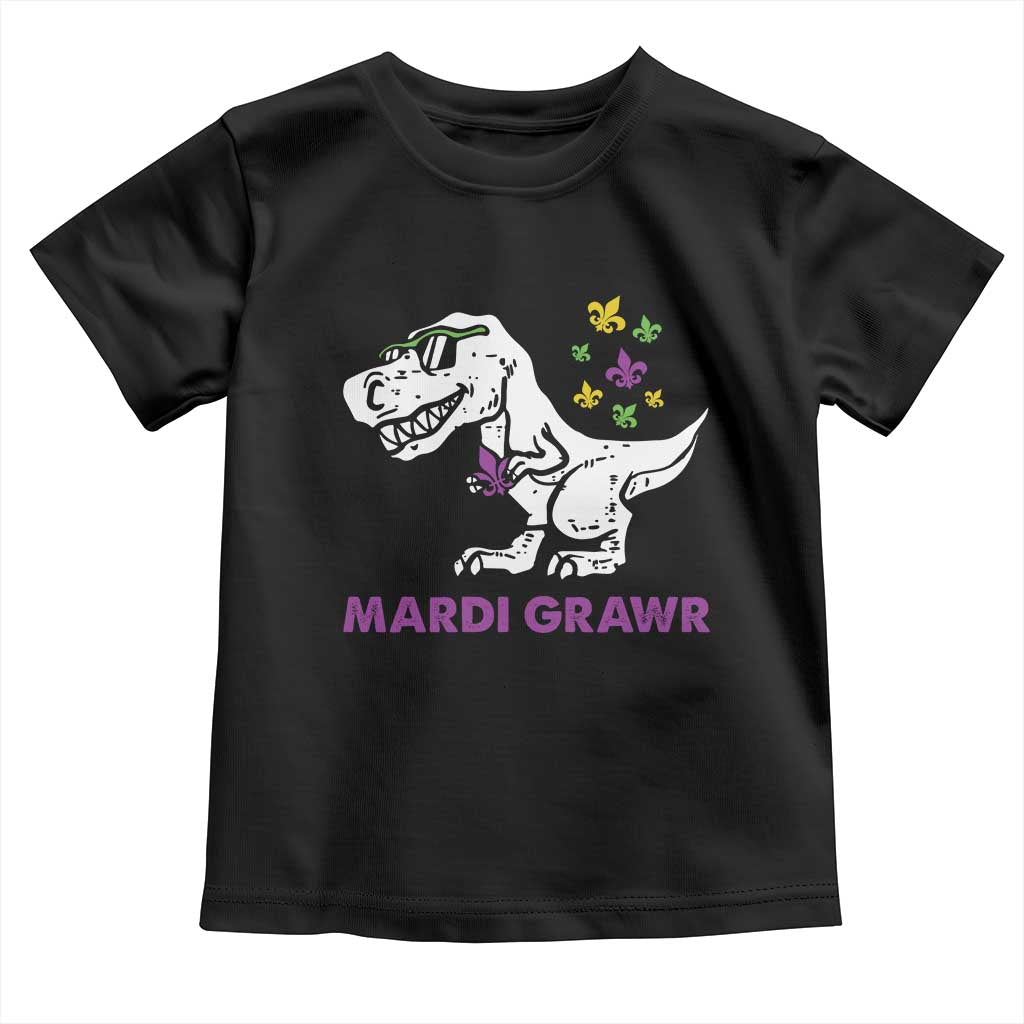 Mardi Gras Grawr Dinosaur Toddler T Shirt Fat Tuesday Kids TS10 Black Print Your Wear