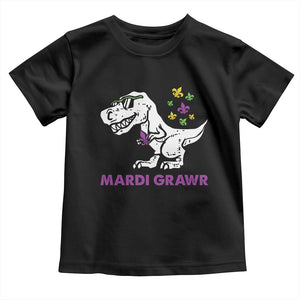 Mardi Gras Grawr Dinosaur Toddler T Shirt Fat Tuesday Kids TS10 Black Print Your Wear