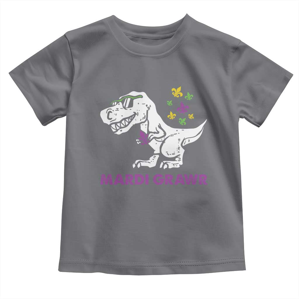 Mardi Gras Grawr Dinosaur Toddler T Shirt Fat Tuesday Kids TS10 Charcoal Print Your Wear
