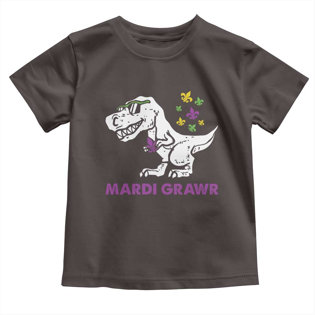 Mardi Gras Grawr Dinosaur Toddler T Shirt Fat Tuesday Kids TS10 Dark Chocolate Print Your Wear