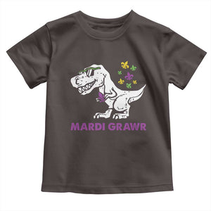 Mardi Gras Grawr Dinosaur Toddler T Shirt Fat Tuesday Kids TS10 Dark Chocolate Print Your Wear