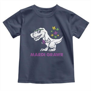 Mardi Gras Grawr Dinosaur Toddler T Shirt Fat Tuesday Kids TS10 Navy Print Your Wear