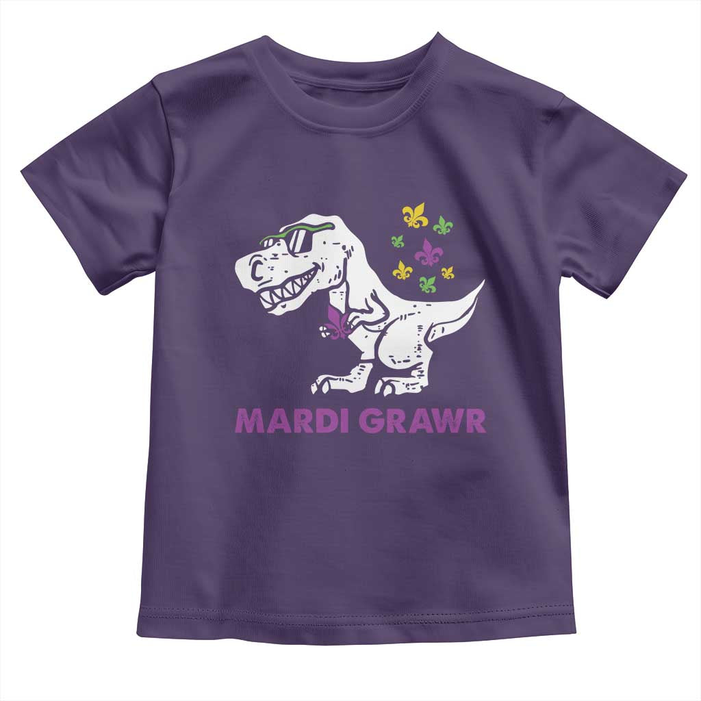 Mardi Gras Grawr Dinosaur Toddler T Shirt Fat Tuesday Kids TS10 Purple Print Your Wear