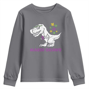 Mardi Gras Grawr Dinosaur Youth Sweatshirt Fat Tuesday Kids TS10 Charcoal Print Your Wear