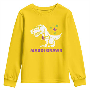Mardi Gras Grawr Dinosaur Youth Sweatshirt Fat Tuesday Kids TS10 Daisy Print Your Wear