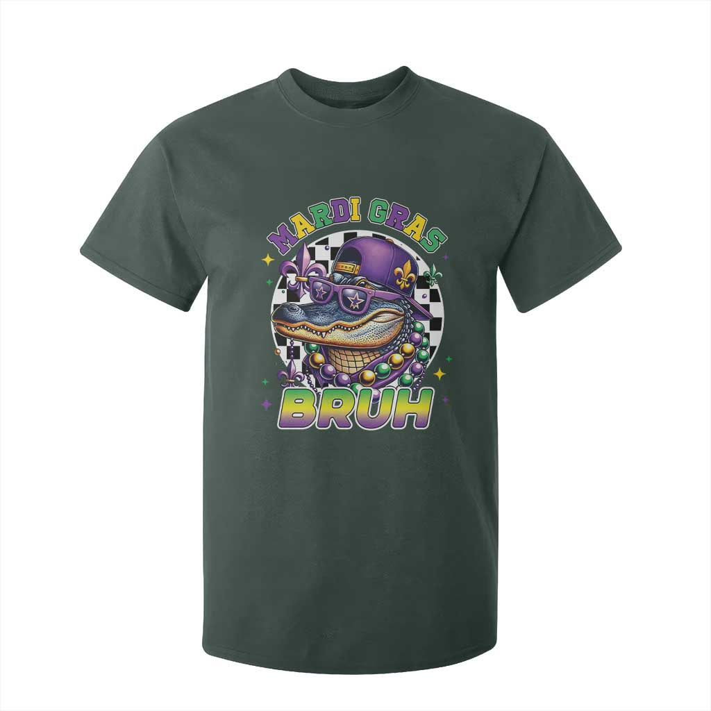 Bruh Mardi Gras Crocodile T Shirt For Kid Alligator Costume Teens Boys Kids TS10 Dark Forest Green Print Your Wear