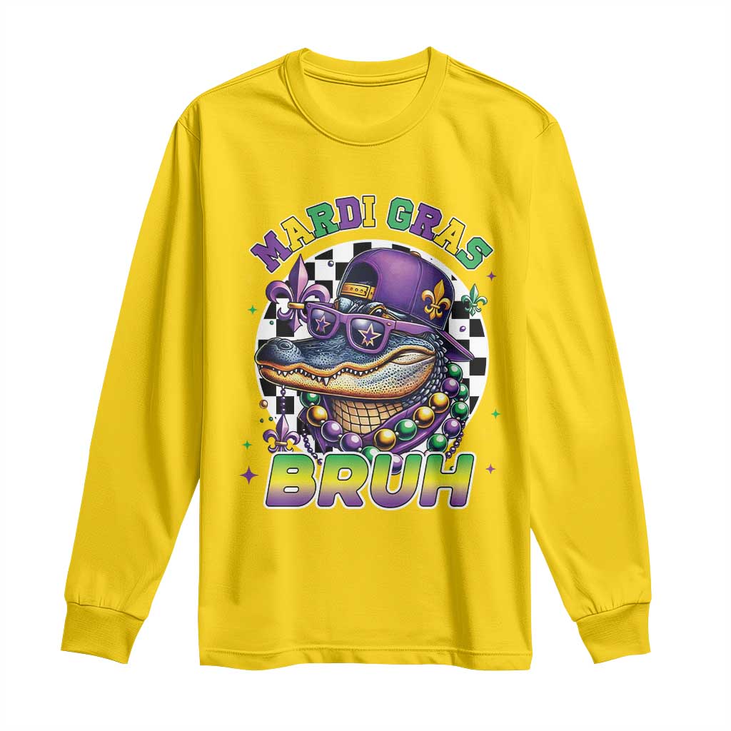 Bruh Mardi Gras Crocodile Long Sleeve Shirt Alligator Costume Teens Boys Kids TS10 Daisy Print Your Wear