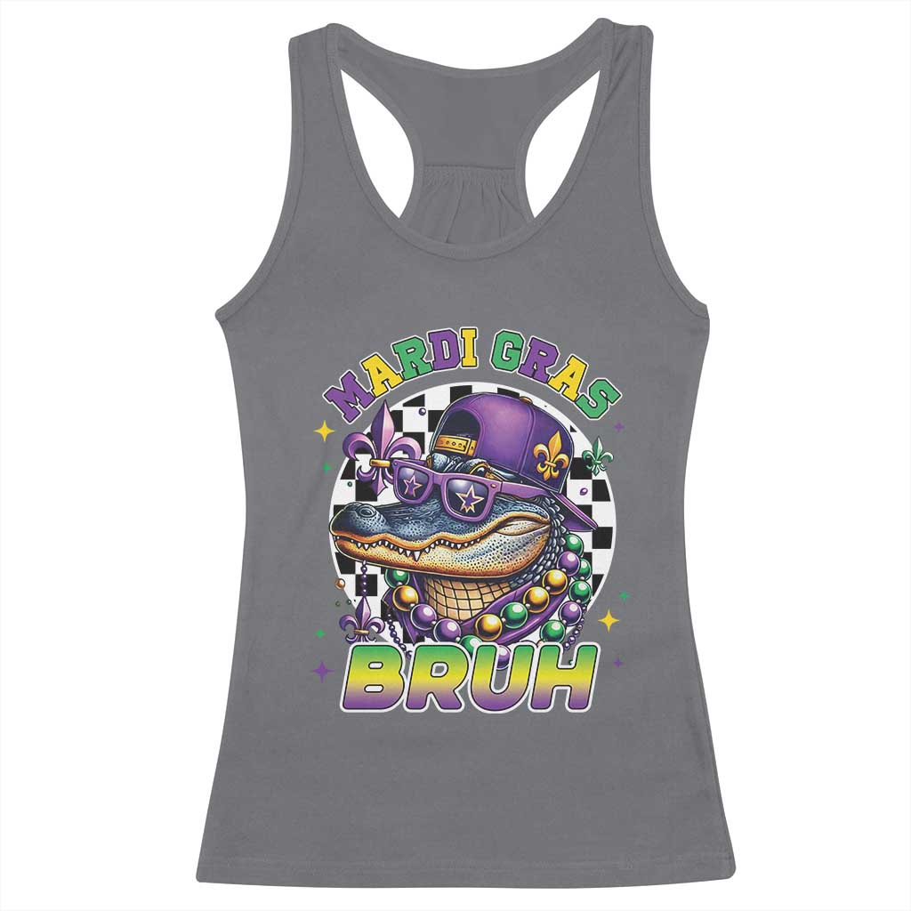 Bruh Mardi Gras Crocodile Racerback Tank Top Alligator Costume Teens Boys Kids TS10 Charcoal Print Your Wear
