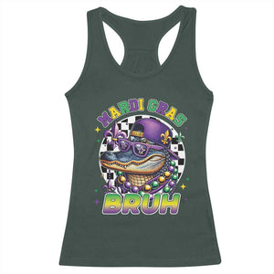 Bruh Mardi Gras Crocodile Racerback Tank Top Alligator Costume Teens Boys Kids TS10 Dark Forest Green Print Your Wear