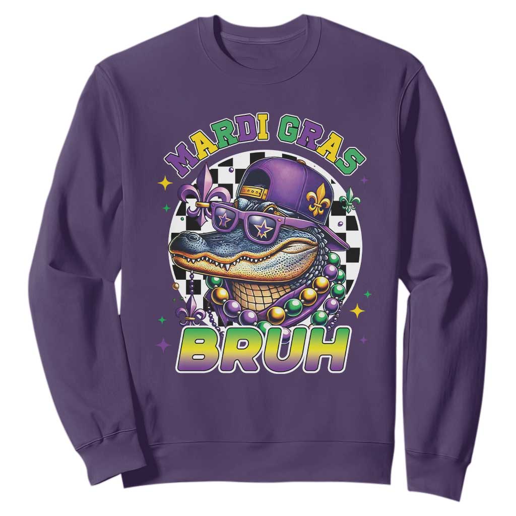 Bruh Mardi Gras Crocodile Sweatshirt Alligator Costume Teens Boys Kids TS10 Purple Print Your Wear