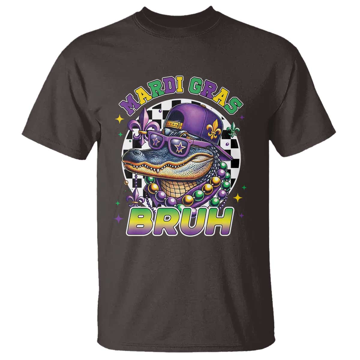 Bruh Mardi Gras Crocodile T Shirt Alligator Costume Teens Boys Kids TS10 Dark Chocolate Print Your Wear