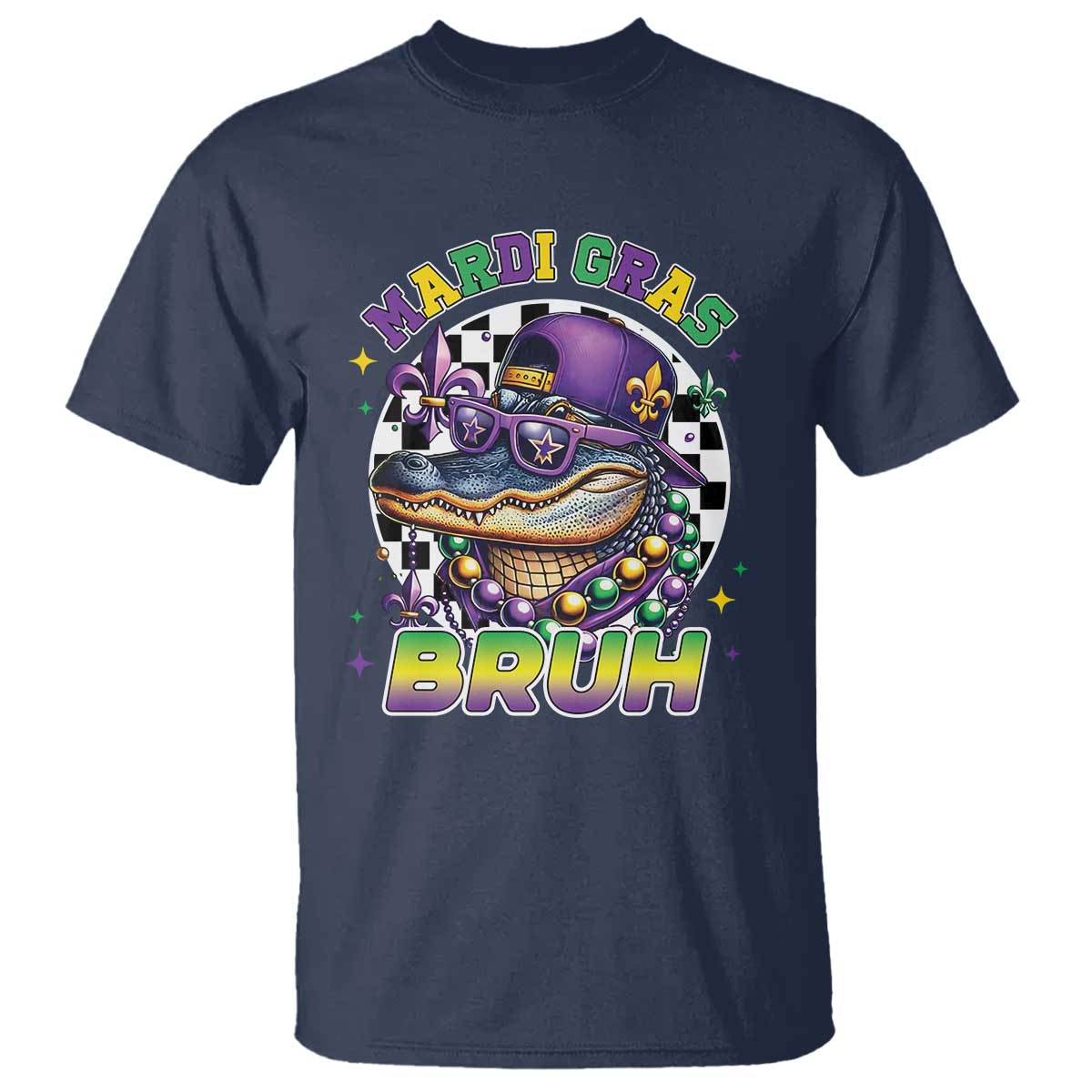 Bruh Mardi Gras Crocodile T Shirt Alligator Costume Teens Boys Kids TS10 Navy Print Your Wear
