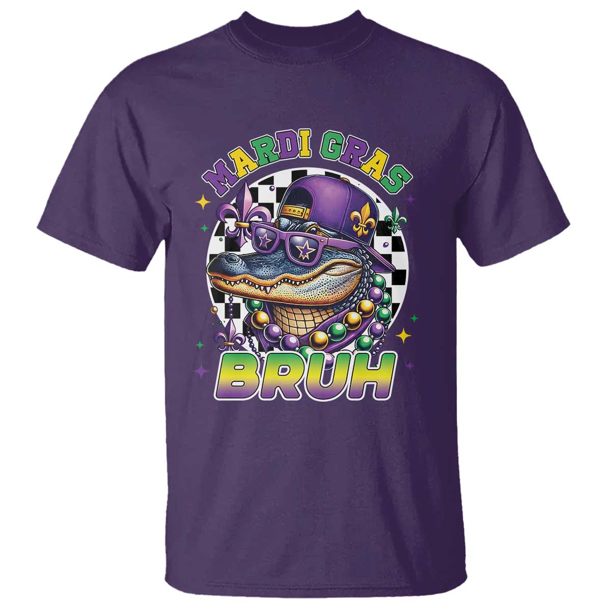 Bruh Mardi Gras Crocodile T Shirt Alligator Costume Teens Boys Kids TS10 Purple Print Your Wear