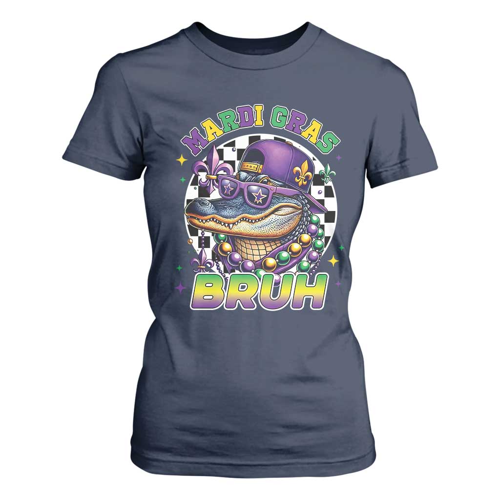 Bruh Mardi Gras Crocodile T Shirt For Women Alligator Costume Teens Boys Kids TS10 Navy Print Your Wear