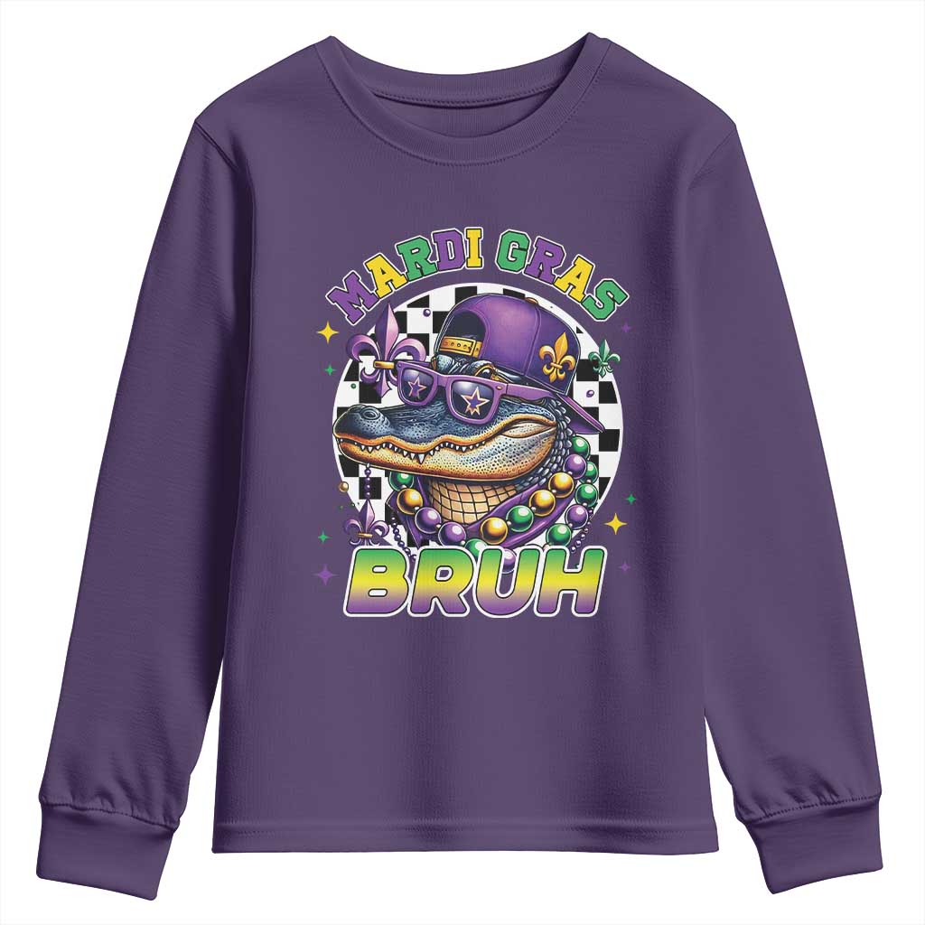Bruh Mardi Gras Crocodile Youth Sweatshirt Alligator Costume Teens Boys Kids TS10 Purple Print Your Wear