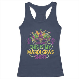 This Is My Mardi Gras Shirt Racerback Tank Top Funny Outfit Party Mask Costume TS10 Navy Print Your Wear