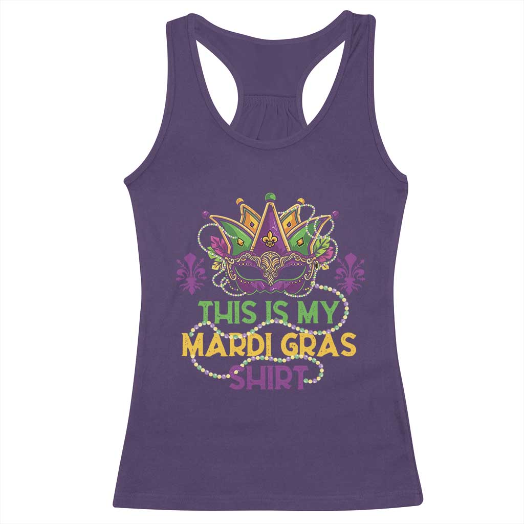 This Is My Mardi Gras Shirt Racerback Tank Top Funny Outfit Party Mask Costume TS10 Purple Print Your Wear