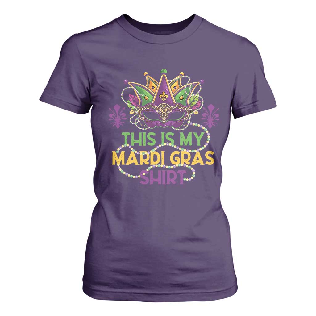 This Is My Mardi Gras Shirt T Shirt For Women Funny Outfit Party Mask Costume TS10 Purple Print Your Wear
