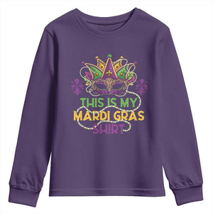 This Is My Mardi Gras Shirt Youth Sweatshirt Funny Outfit Party Mask Costume TS10 Purple Print Your Wear