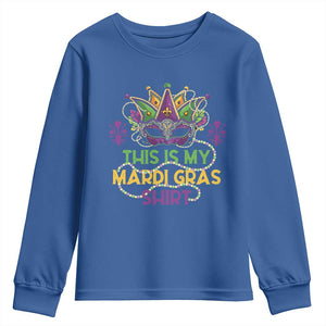 This Is My Mardi Gras Shirt Youth Sweatshirt Funny Outfit Party Mask Costume TS10 Royal Blue Print Your Wear