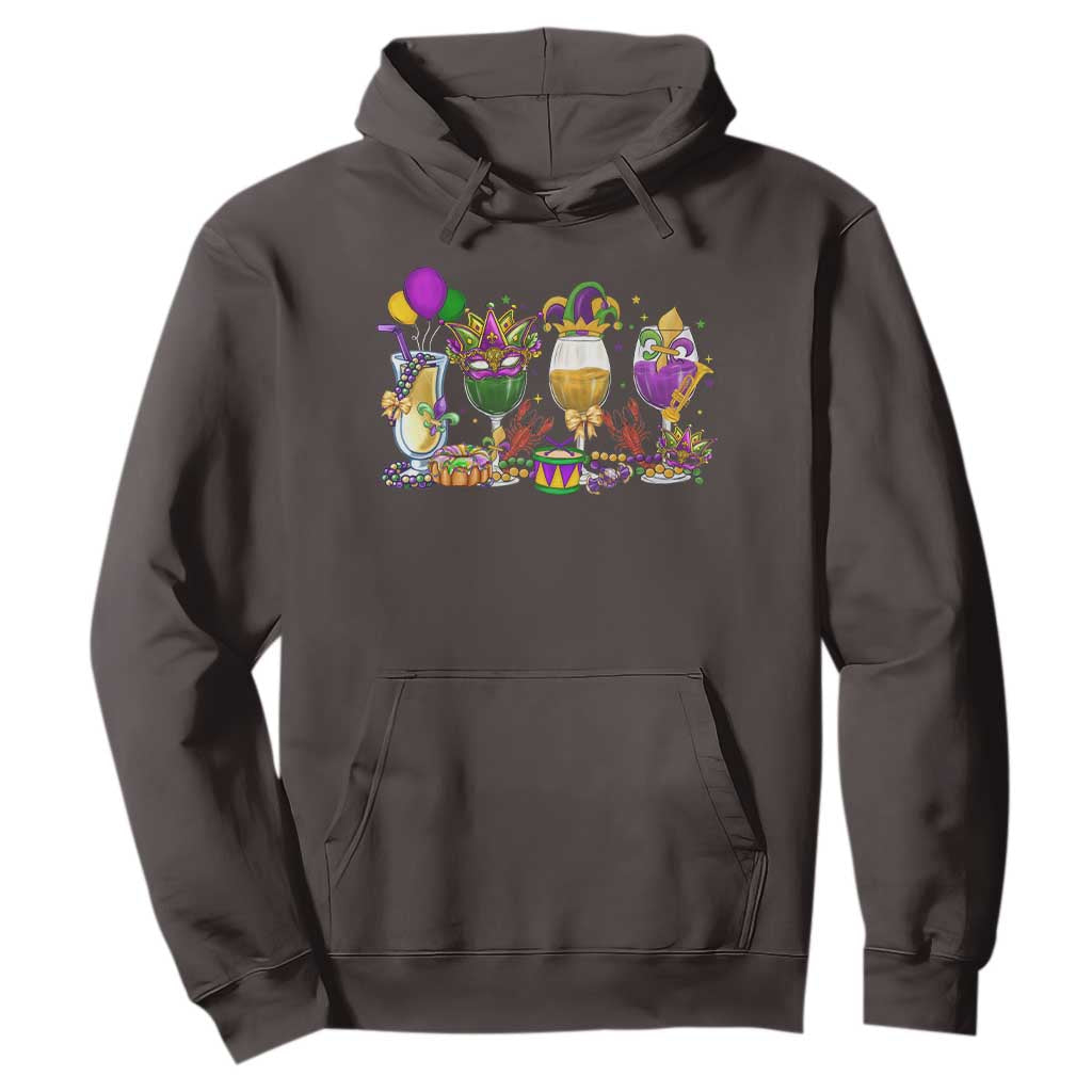 Mardi Gras Drinking Party Hoodie Fat Tuesday Wine Beads Carnival TS10 Dark Chocolate Print Your Wear