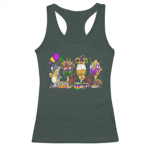 Mardi Gras Drinking Party Racerback Tank Top Fat Tuesday Wine Beads Carnival TS10 Dark Forest Green Print Your Wear