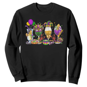Mardi Gras Drinking Party Sweatshirt Fat Tuesday Wine Beads Carnival TS10 Black Print Your Wear