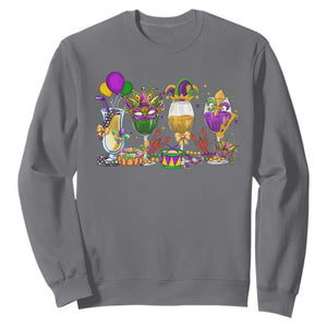 Mardi Gras Drinking Party Sweatshirt Fat Tuesday Wine Beads Carnival TS10 Charcoal Print Your Wear
