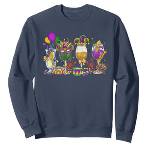 Mardi Gras Drinking Party Sweatshirt Fat Tuesday Wine Beads Carnival TS10 Navy Print Your Wear