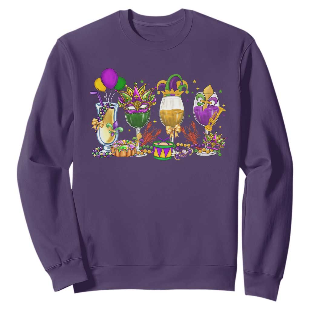 Mardi Gras Drinking Party Sweatshirt Fat Tuesday Wine Beads Carnival TS10 Purple Print Your Wear