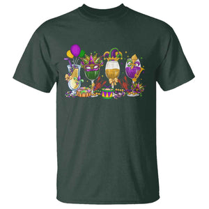Mardi Gras Drinking Party T Shirt Fat Tuesday Wine Beads Carnival TS10 Dark Forest Green Print Your Wear