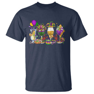 Mardi Gras Drinking Party T Shirt Fat Tuesday Wine Beads Carnival TS10 Navy Print Your Wear