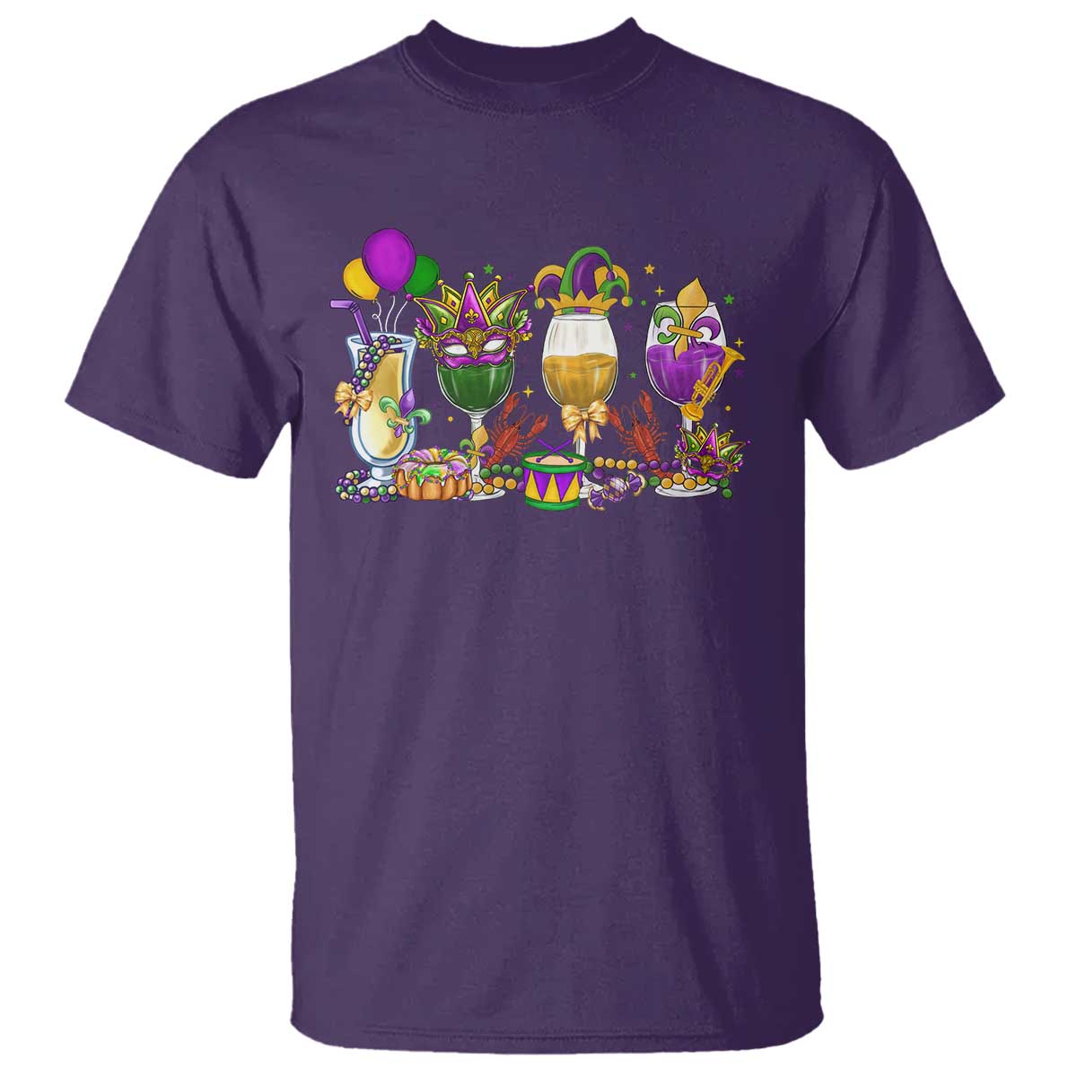 Mardi Gras Drinking Party T Shirt Fat Tuesday Wine Beads Carnival TS10 Purple Print Your Wear