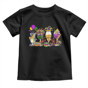 Mardi Gras Drinking Party Toddler T Shirt Fat Tuesday Wine Beads Carnival TS10 Black Print Your Wear