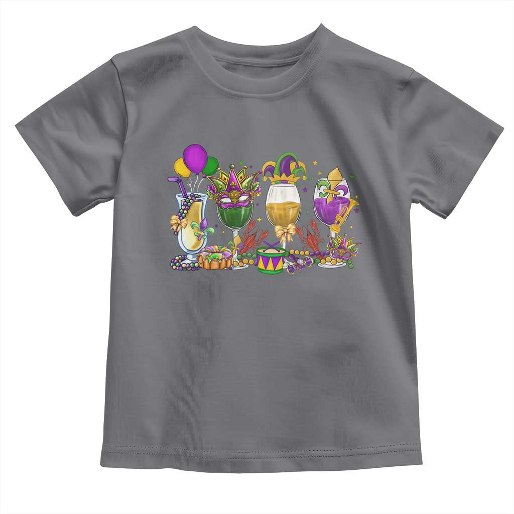 Mardi Gras Drinking Party Toddler T Shirt Fat Tuesday Wine Beads Carnival TS10 Charcoal Print Your Wear