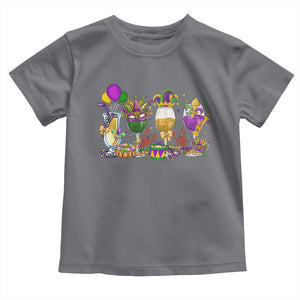 Mardi Gras Drinking Party Toddler T Shirt Fat Tuesday Wine Beads Carnival TS10 Charcoal Print Your Wear