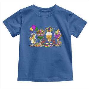 Mardi Gras Drinking Party Toddler T Shirt Fat Tuesday Wine Beads Carnival TS10 Royal Blue Print Your Wear