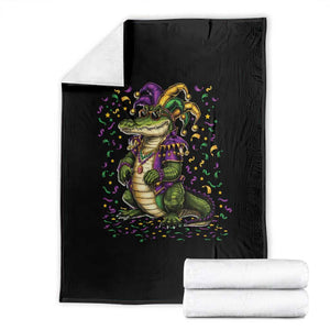 Mardigator Mardi Gras Throw Blanket Alligator Louisiana New Orleans Party Custume Beads TS10 Black Print Your Wear
