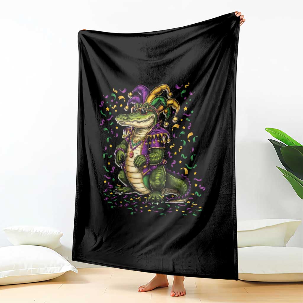 Mardigator Mardi Gras Throw Blanket Alligator Louisiana New Orleans Party Custume Beads TS10 Print Your Wear