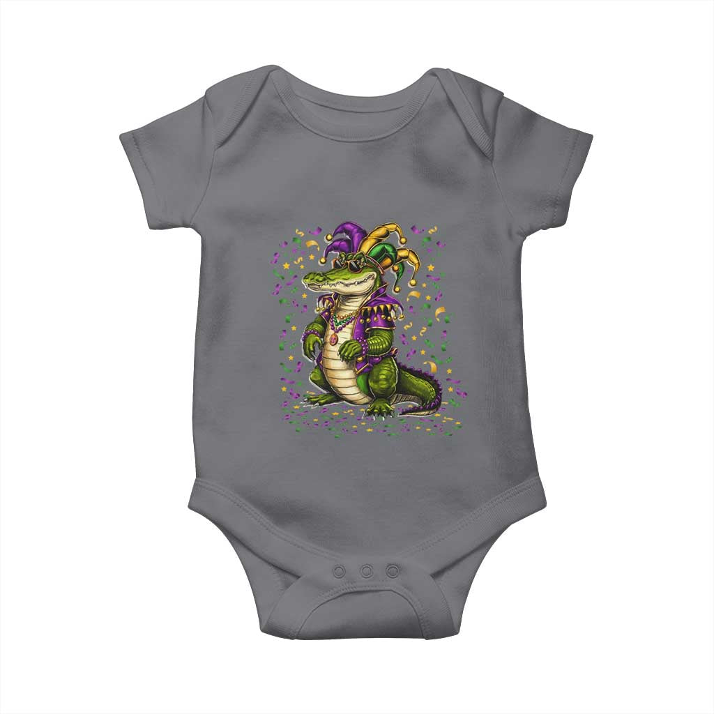 Mardigator Mardi Gras Baby Onesie Alligator Louisiana New Orleans Party Custume Beads TS10 Charcoal Print Your Wear