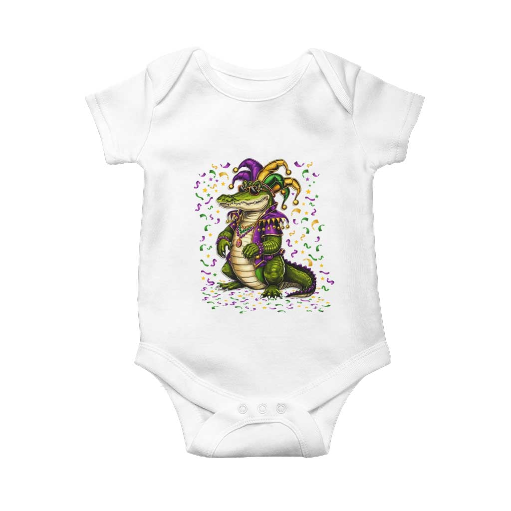 Mardigator Mardi Gras Baby Onesie Alligator Louisiana New Orleans Party Custume Beads TS10 White Print Your Wear