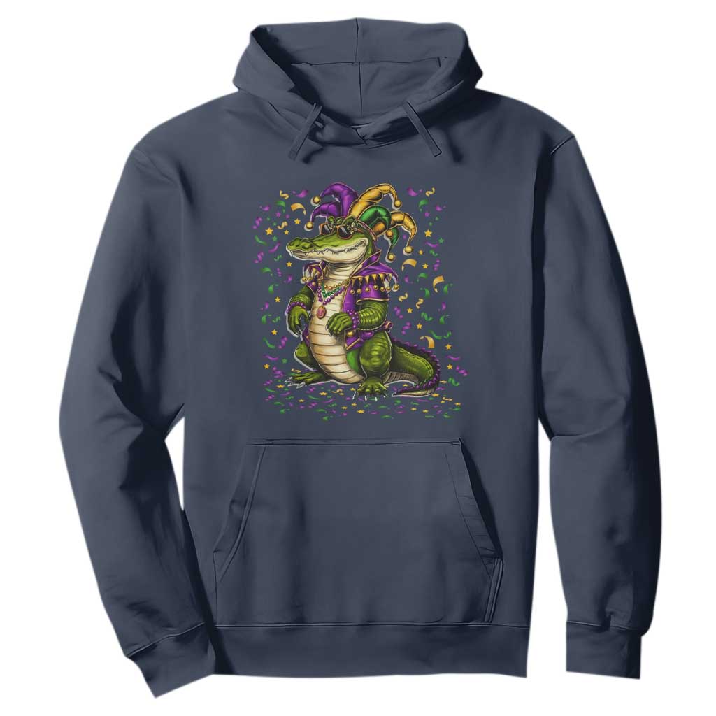 Mardigator Mardi Gras Hoodie Alligator Louisiana New Orleans Party Custume Beads TS10 Navy Print Your Wear