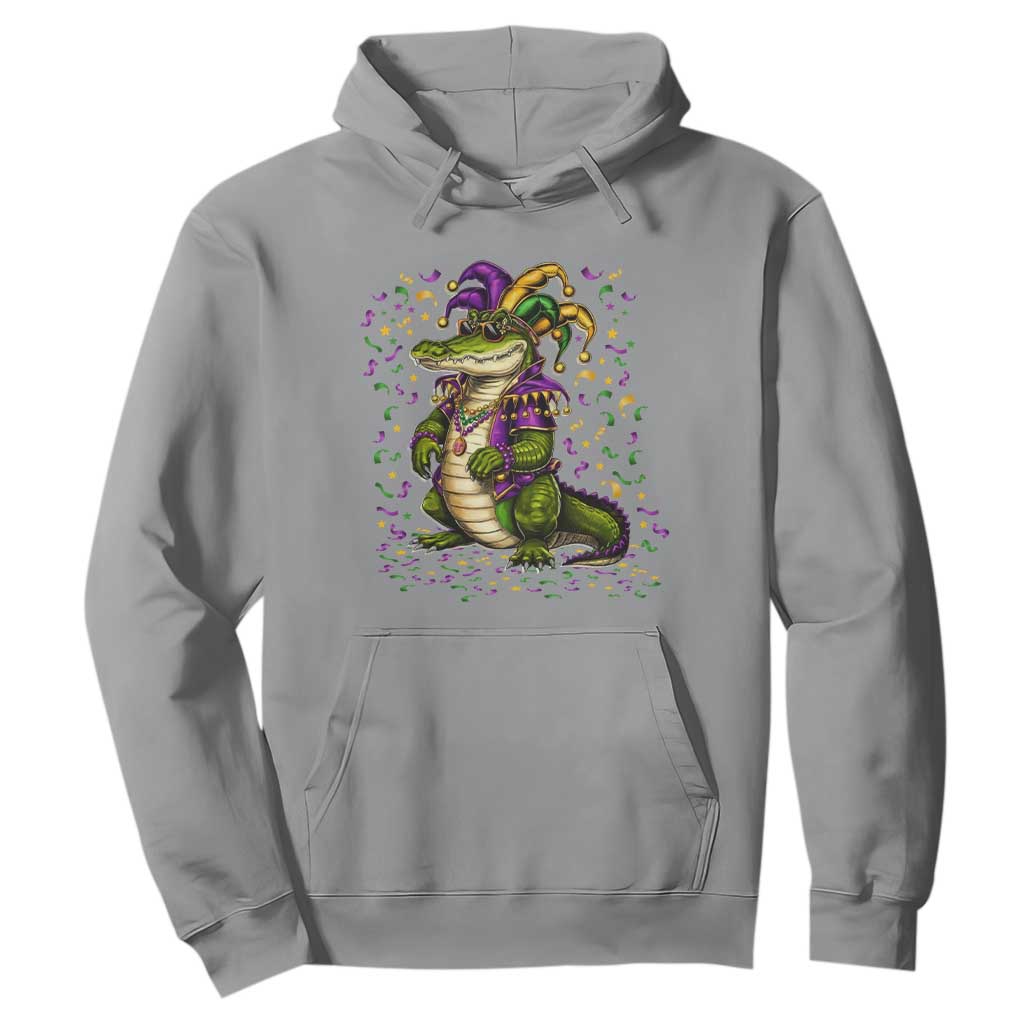 Mardigator Mardi Gras Hoodie Alligator Louisiana New Orleans Party Custume Beads TS10 Sport Gray Print Your Wear