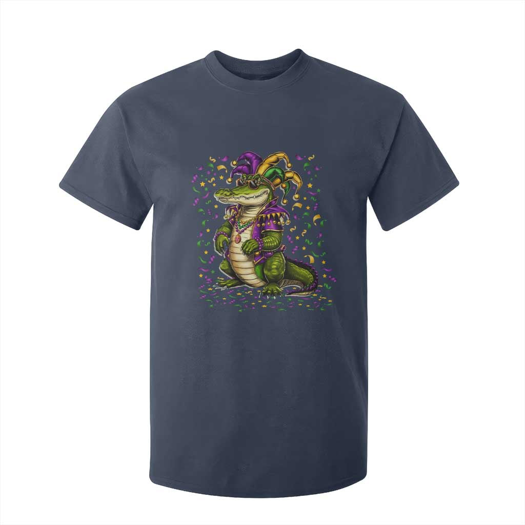 Mardigator Mardi Gras T Shirt For Kid Alligator Louisiana New Orleans Party Custume Beads TS10 Navy Print Your Wear